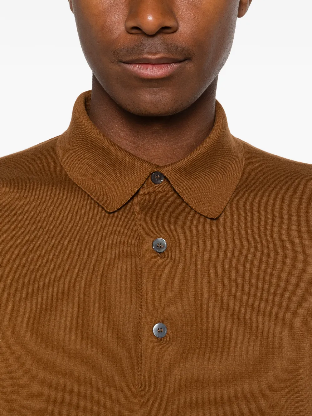 Zegna Gebreid poloshirt Bruin