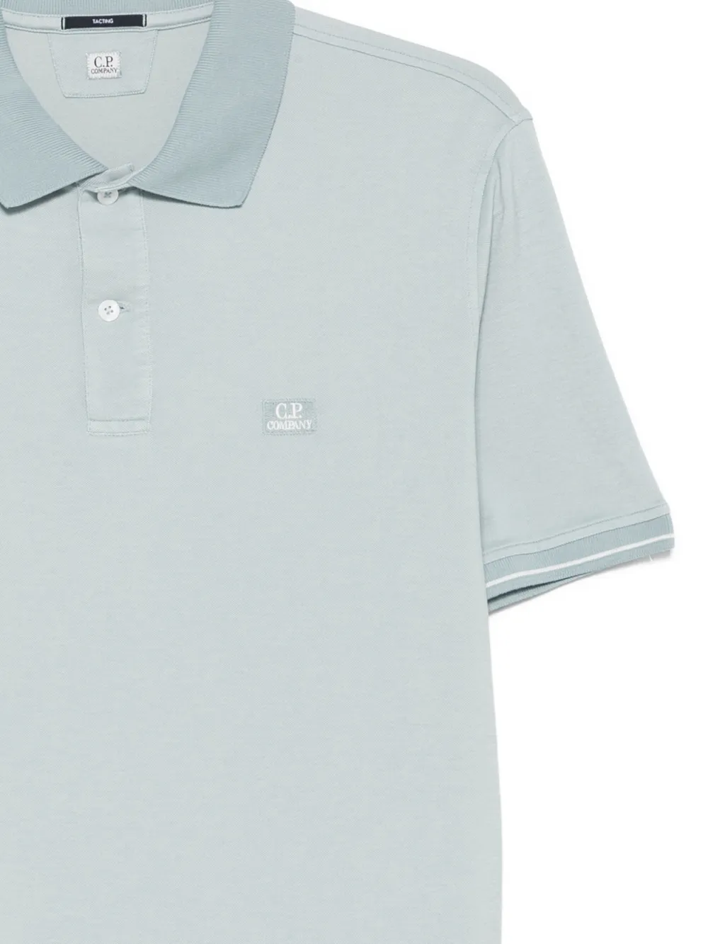 C.P. Company Poloshirt met logo-patch en gestreepte afwerking Blauw