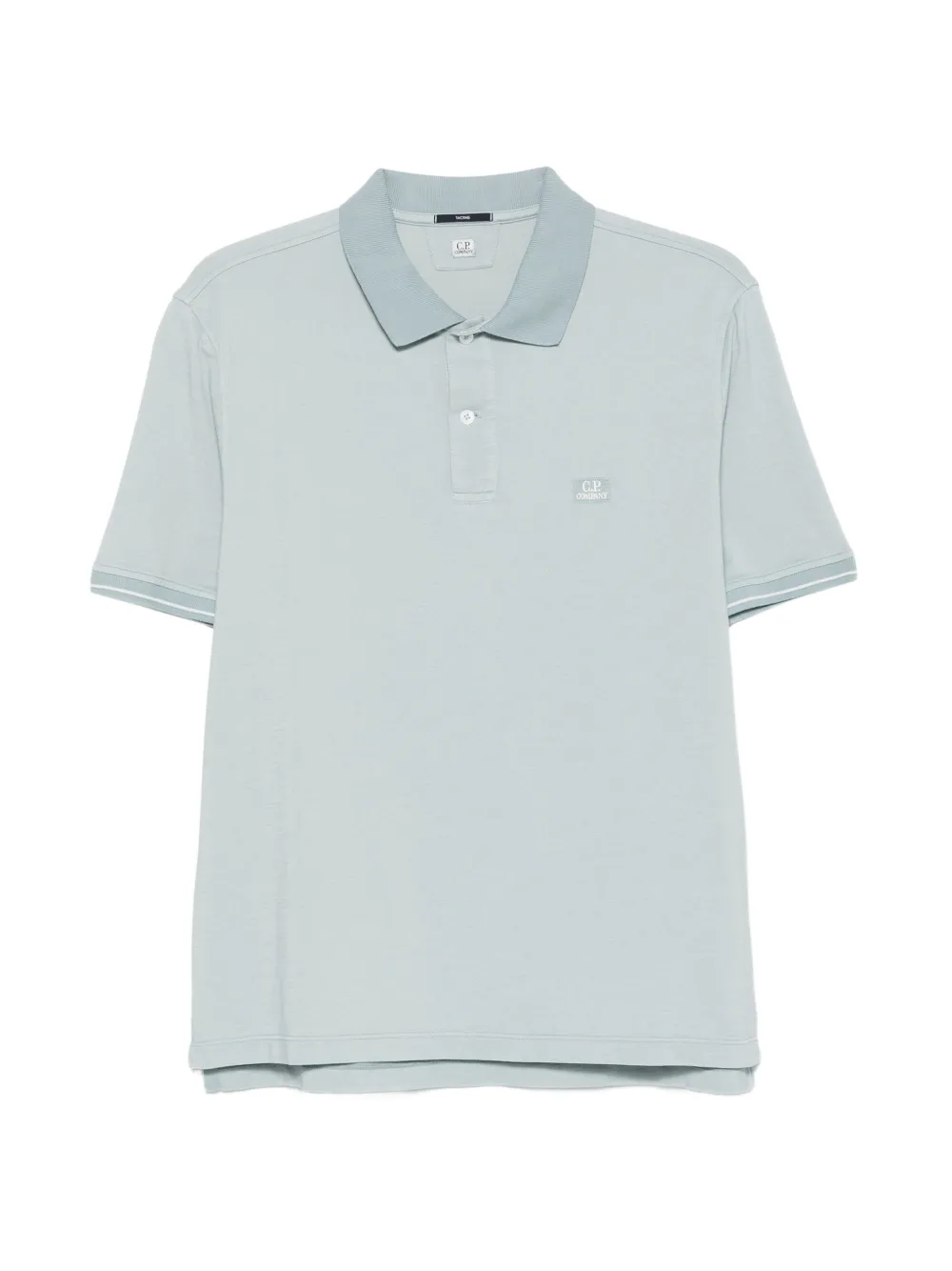 C.P. Company logo-patch tipped-cuff polo shirt - Blu