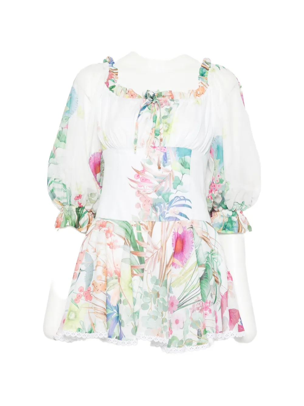 Charo Ruiz Ibiza floral-print mini dress - Bianco