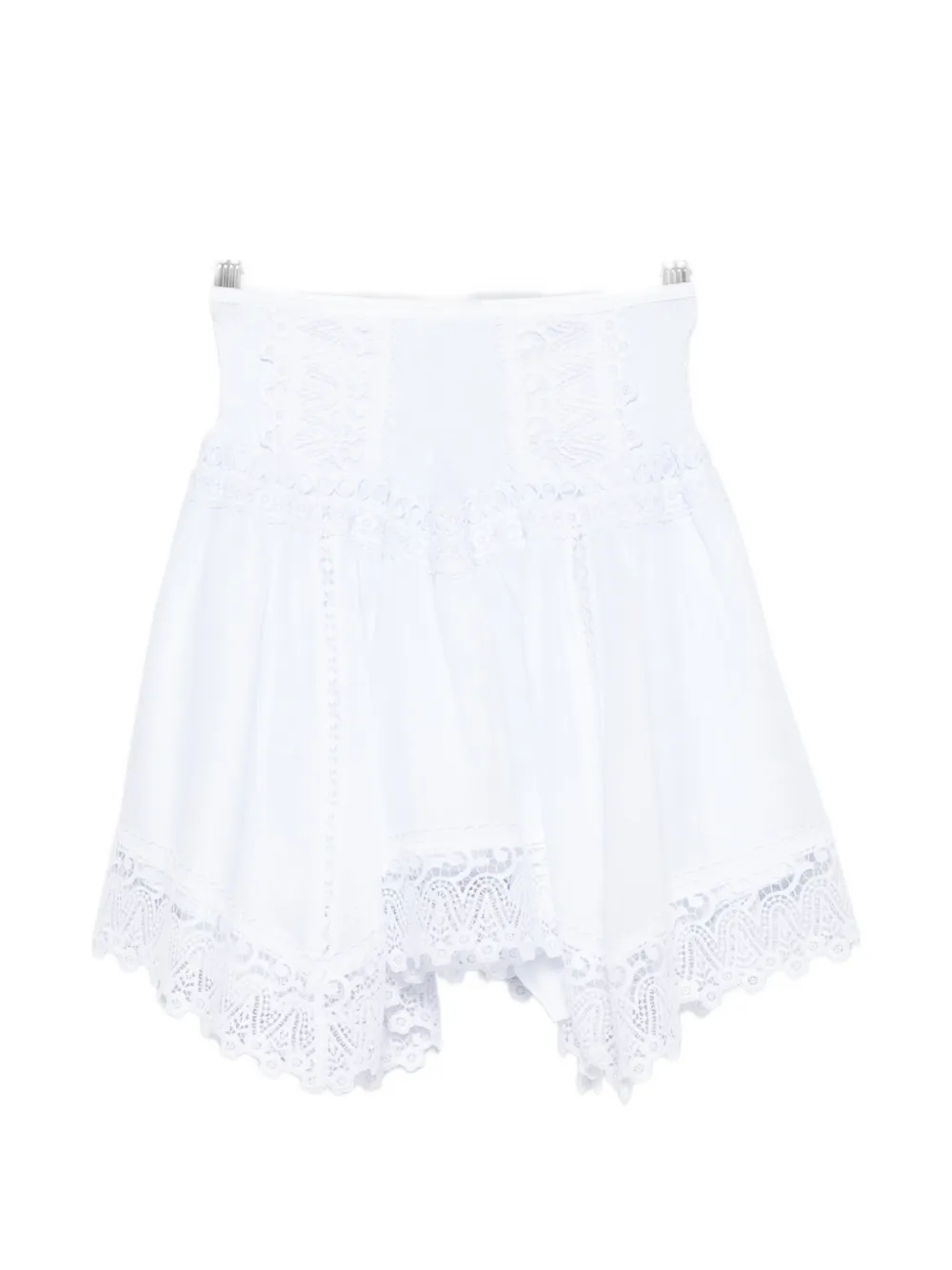 Charo Ruiz Ibiza lace-trim tiered mini skirt - Bianco