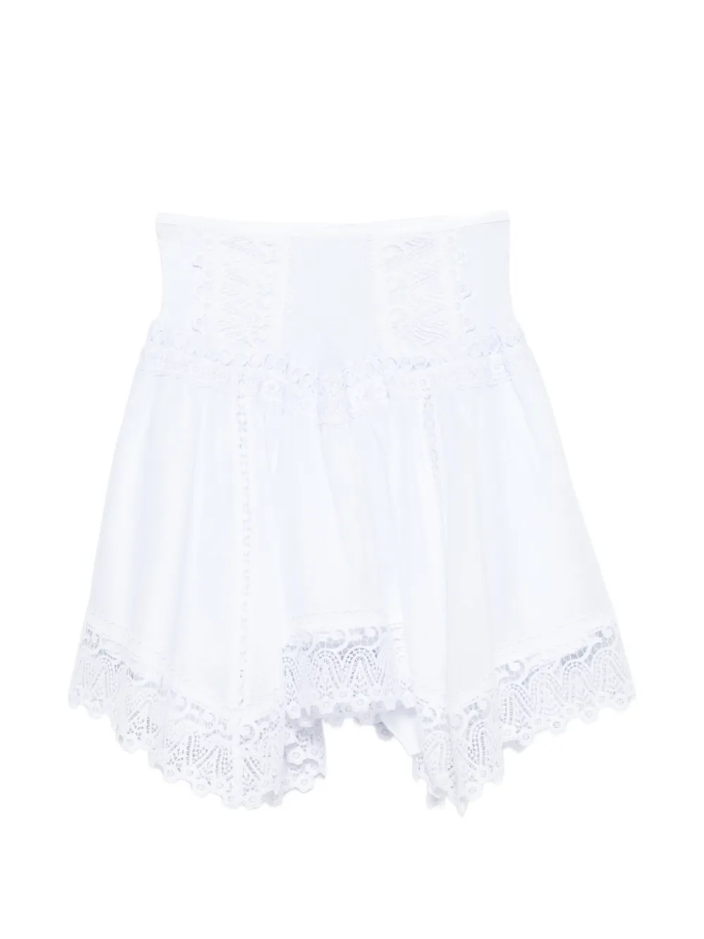 Charo Ruiz Ibiza lace-trim tiered mini skirt - Weiß