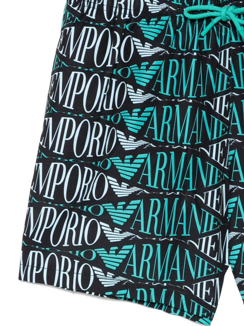 Emporio Armani Zwembroek met logoprint en trekkoord Zwart