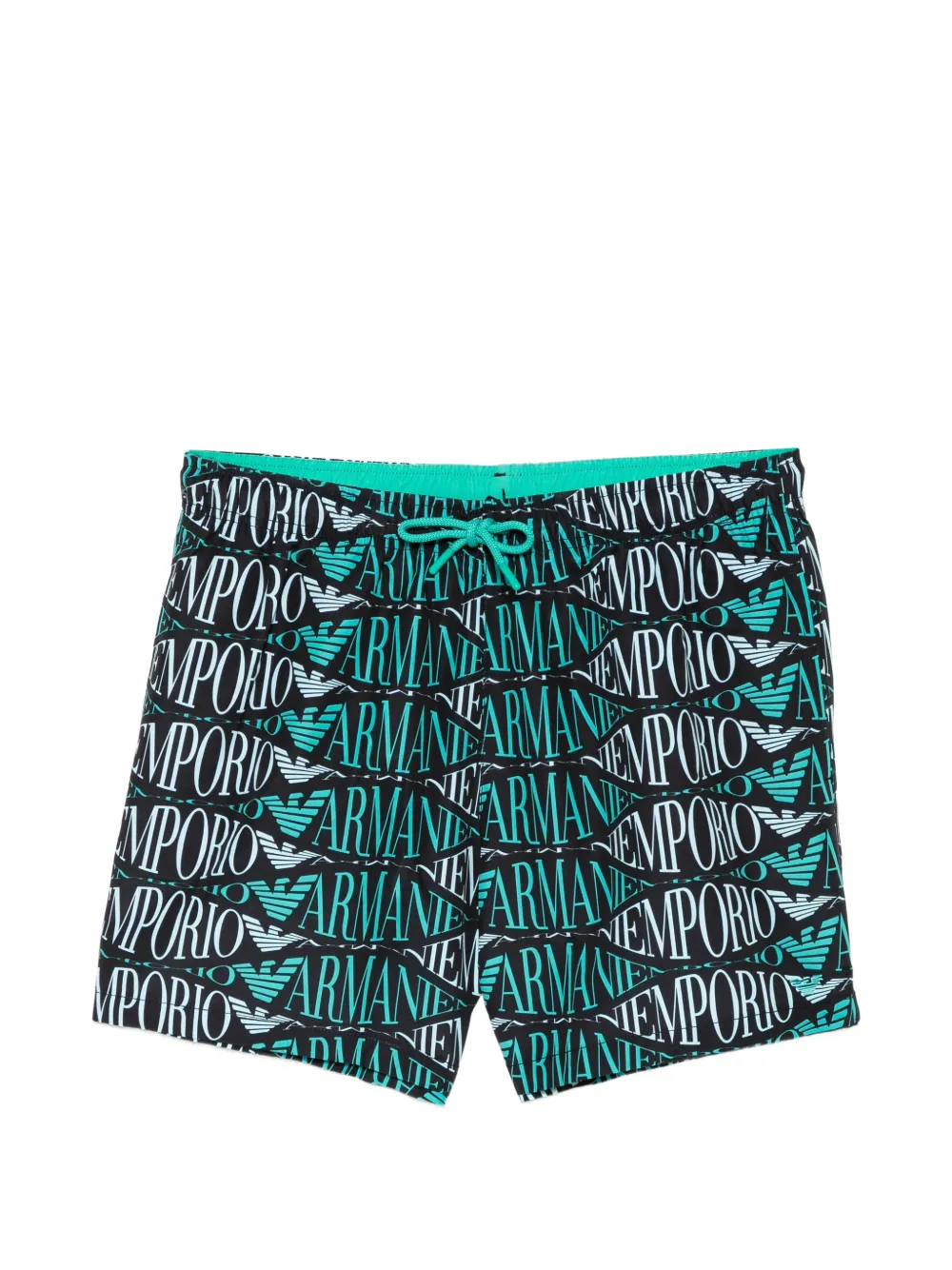 Emporio Armani logo-print drawstring swim shorts - Nero