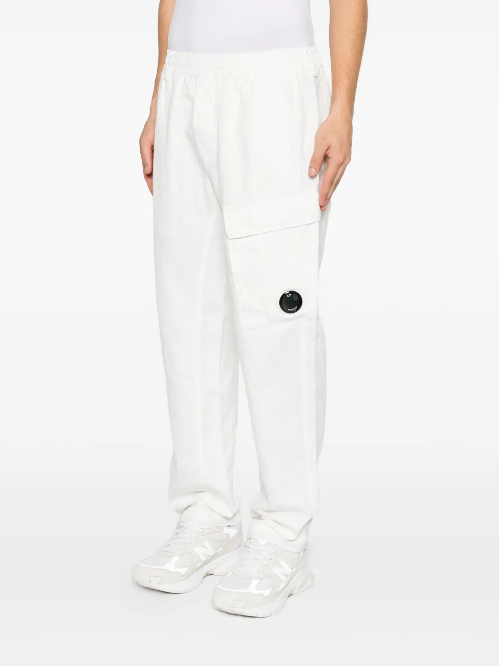 C.P. Company Lens katoenen linnen elastische cargo broek Wit