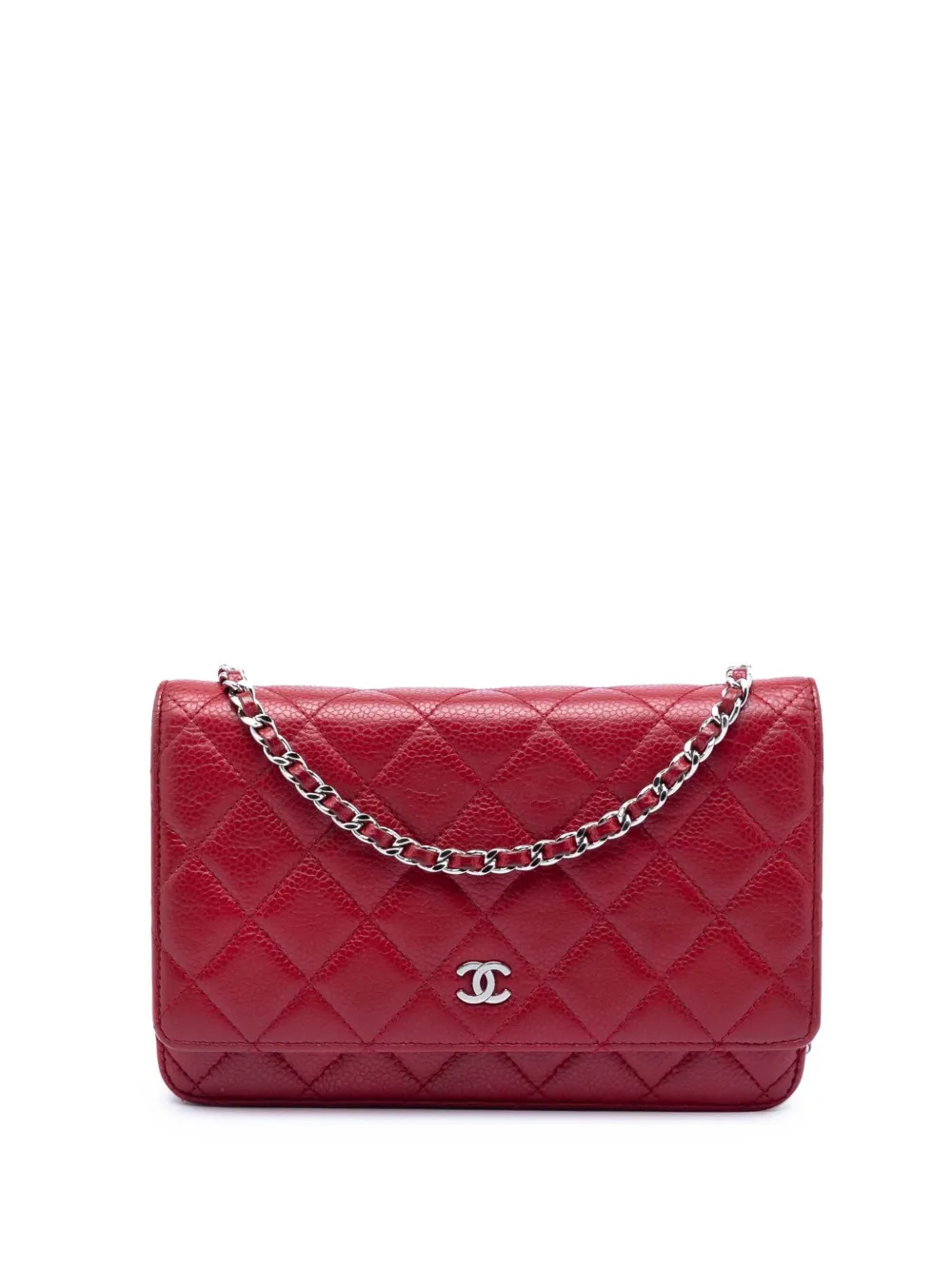 CHANEL Pre-Owned 2012 CC Quilted Caviar Wallet on Chain crossbody bag - Rosso