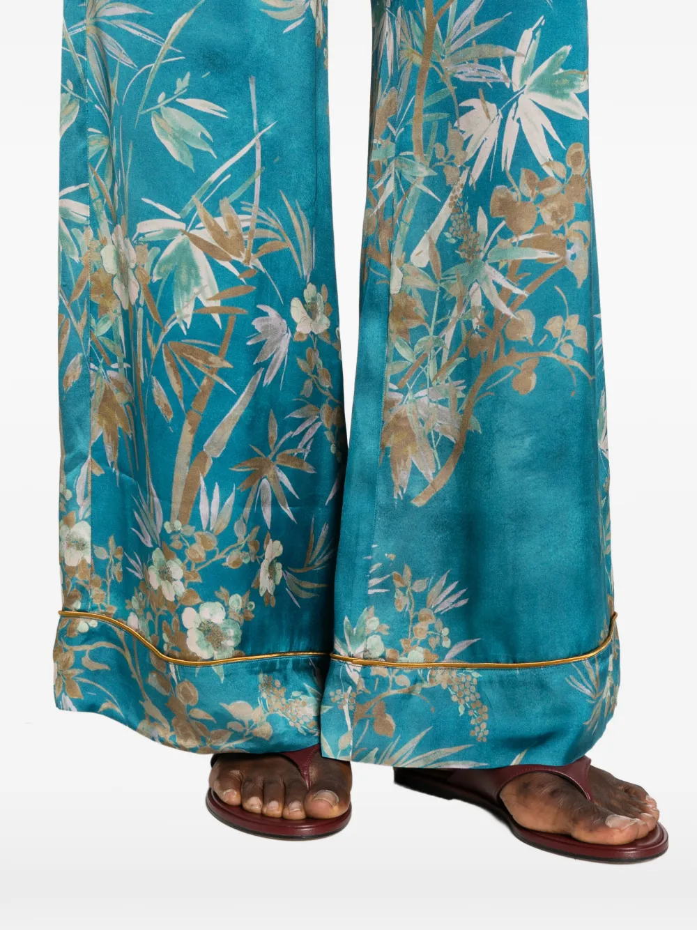 Forte Palazzo broek met bloemenprint Blauw
