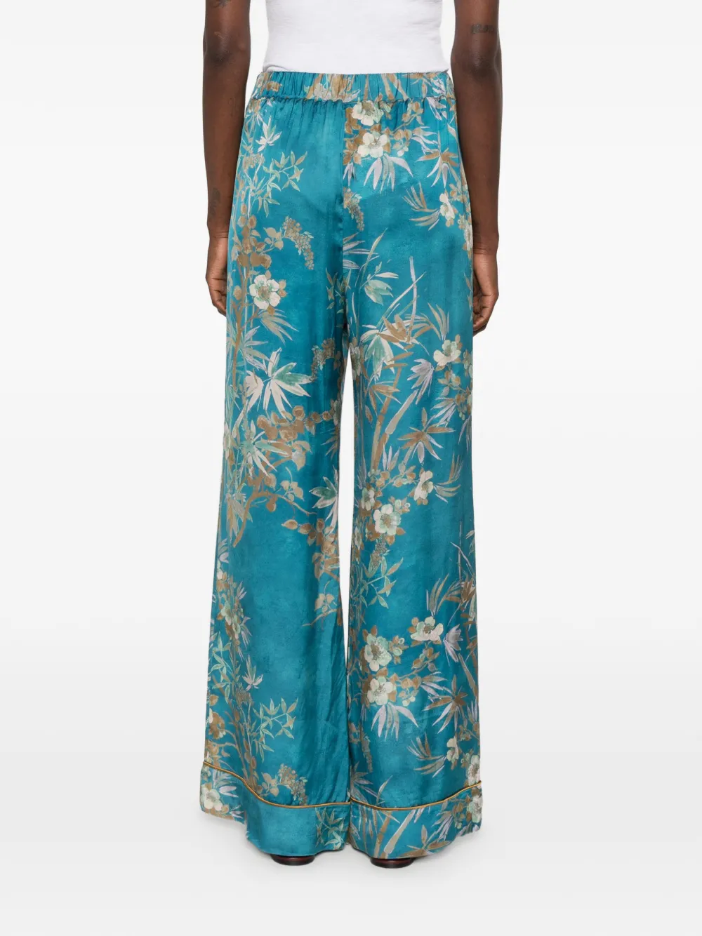 Forte Palazzo broek met bloemenprint Blauw