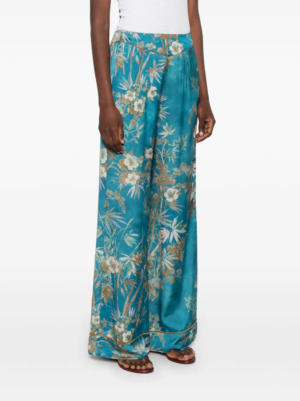Forte Palazzo broek met bloemenprint Blauw