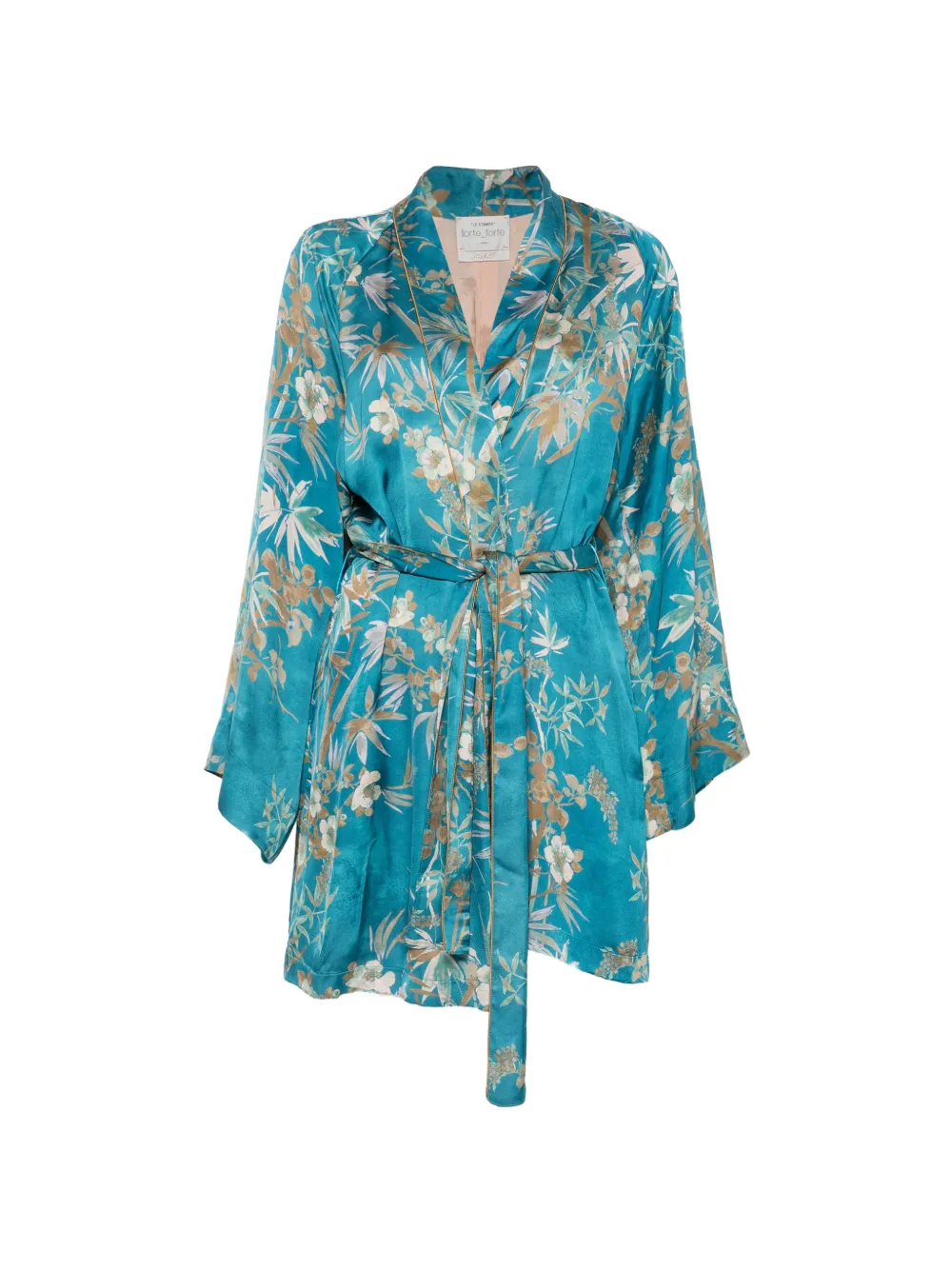 Forte Forte Giacca a fiori con cintura - Blu