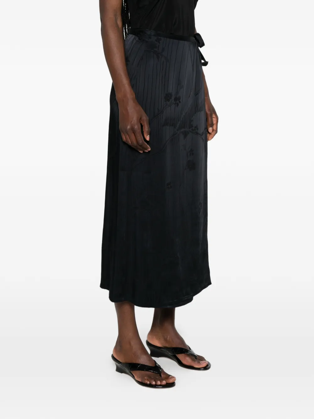 Forte Midi-wikkelrok met bloemen-jacquard Blauw
