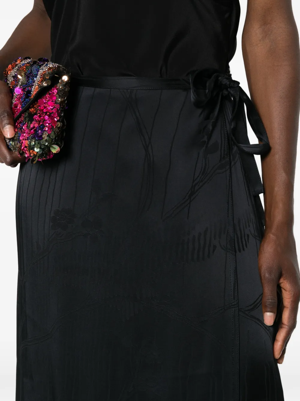 Forte Midi-wikkelrok met bloemen-jacquard Blauw