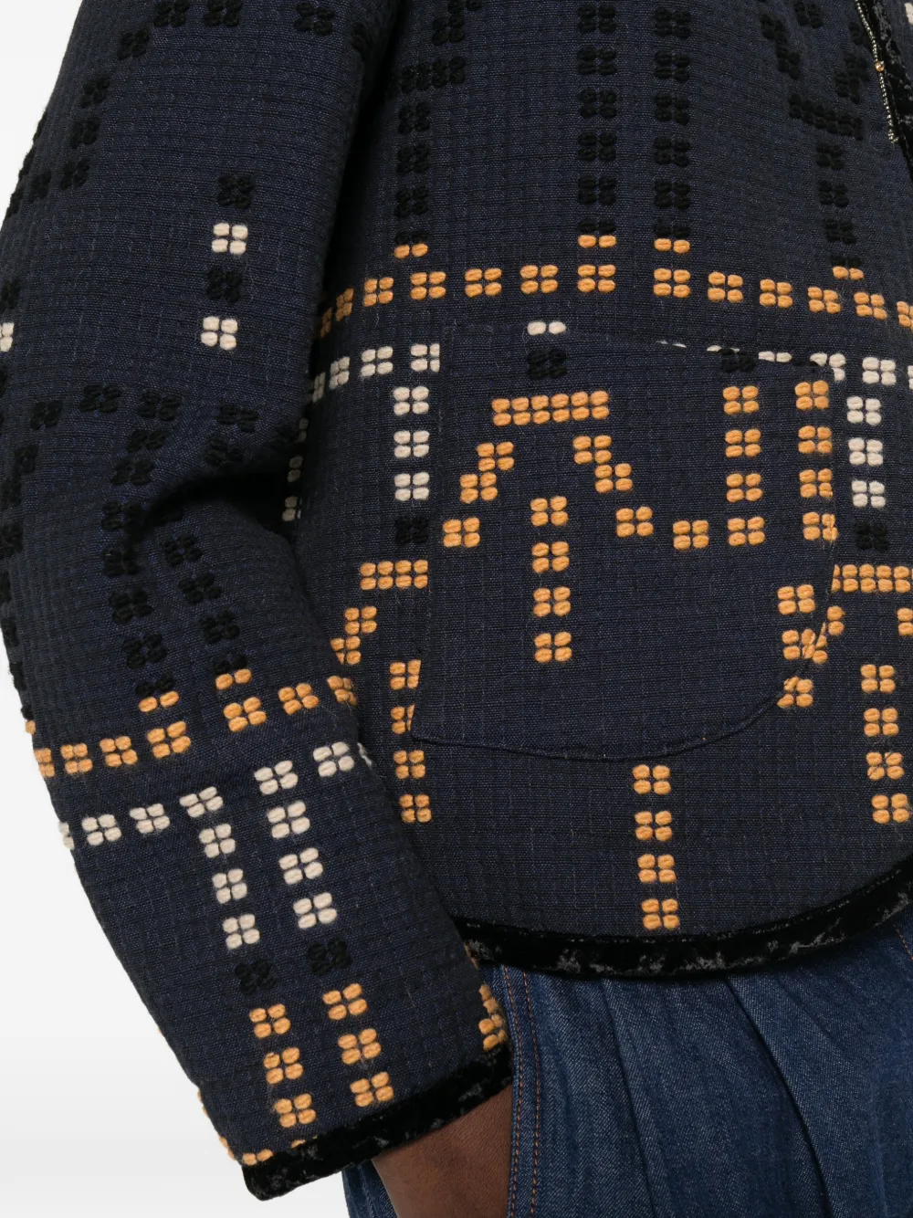Forte Jack met fluwelen afwerking en jacquard Blauw