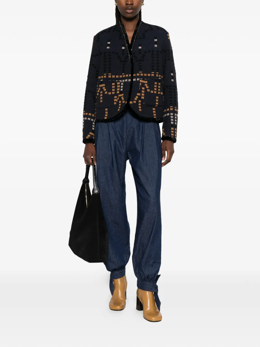 Forte Jack met fluwelen afwerking en jacquard Blauw