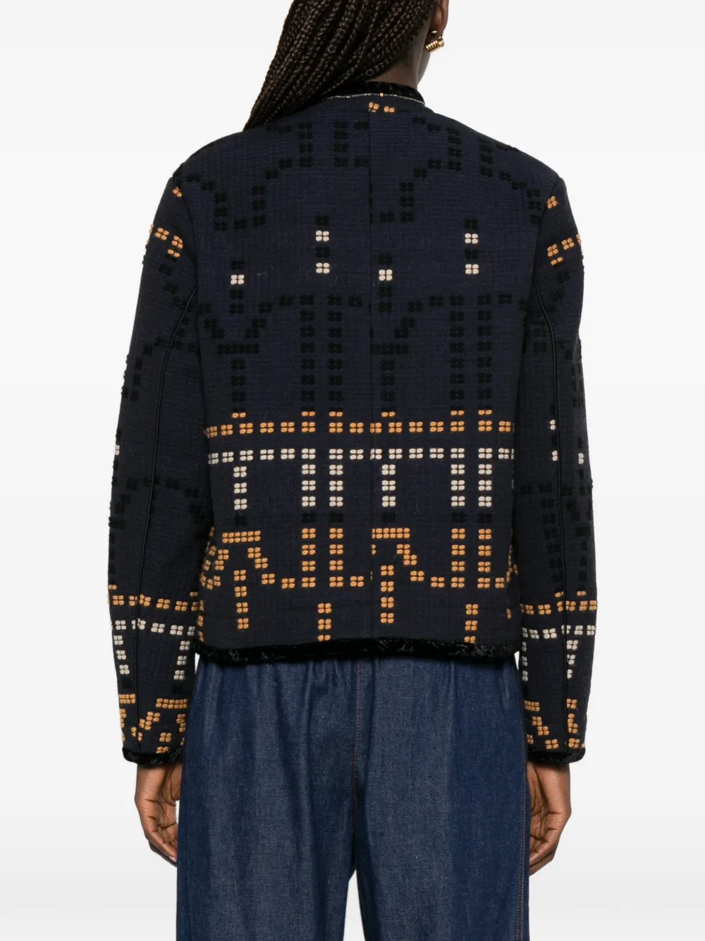 Forte Jack met fluwelen afwerking en jacquard Blauw