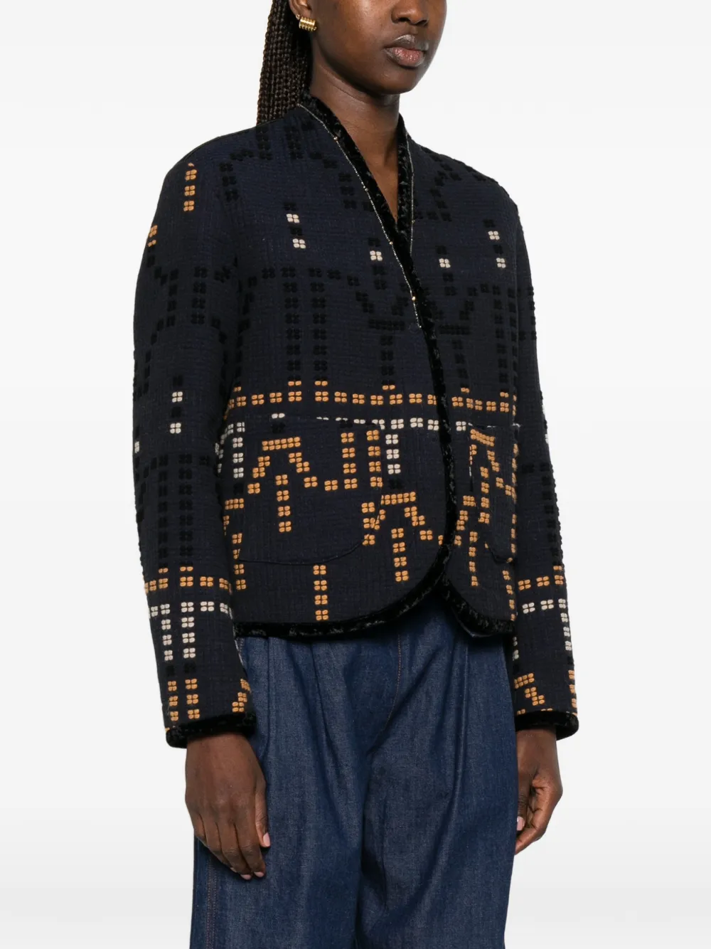 Forte Jack met fluwelen afwerking en jacquard Blauw