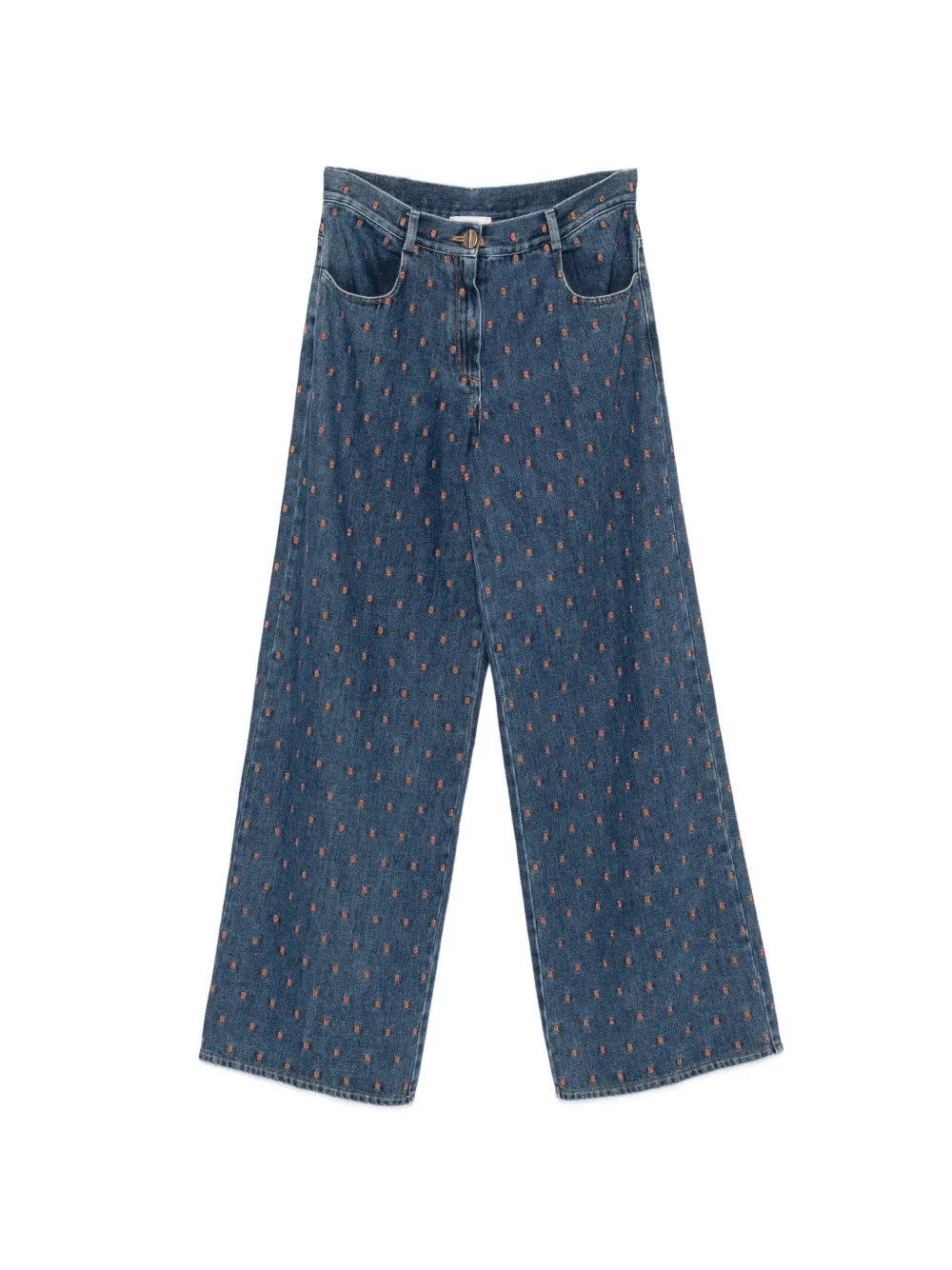 Forte Forte Jeans a gamba ampia con ricamo - Blu