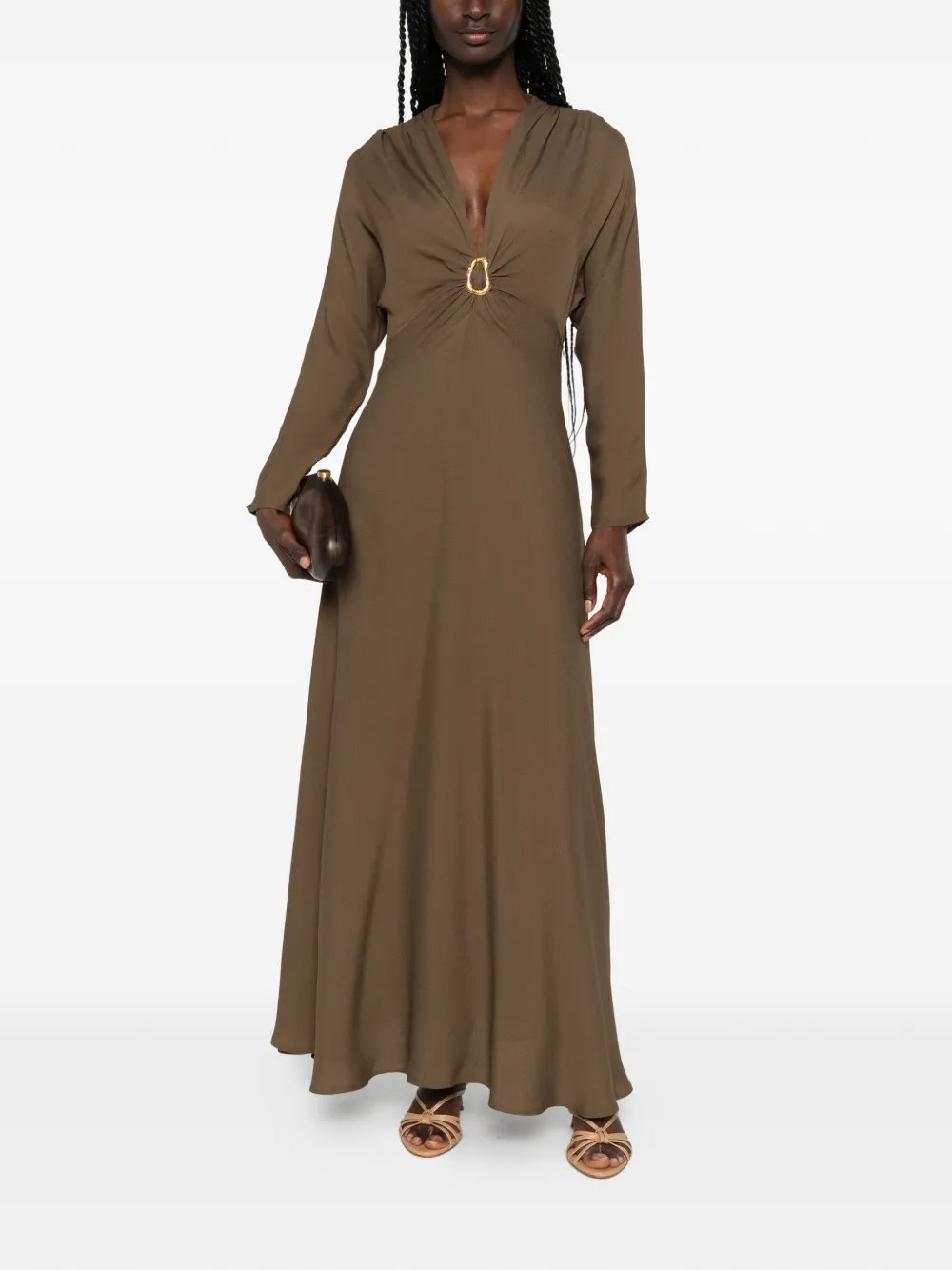 Forte Maxi-jurk met V-hals Groen