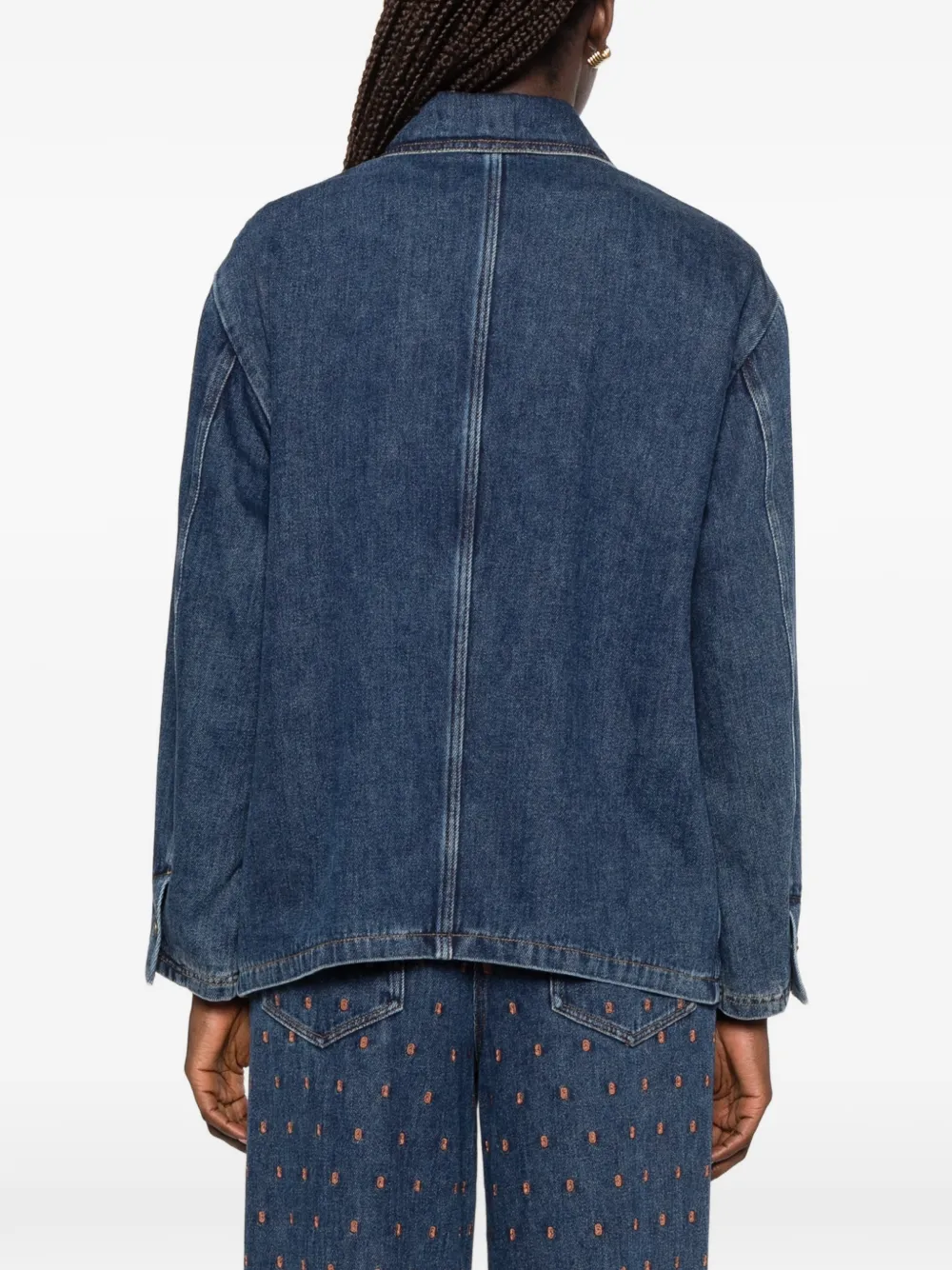 Forte Button-up denim jack Blauw