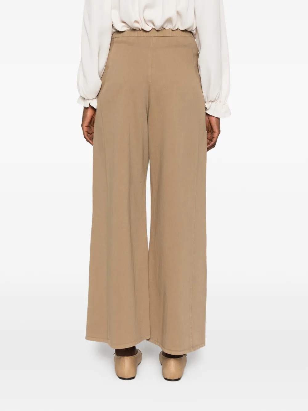 Forte Katoenen broek met wijde pijpen Beige