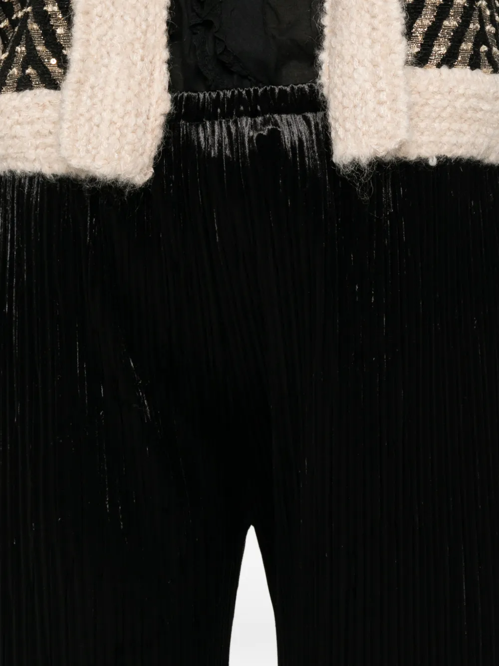 Forte Broek met wijde pijpen en plissé-effect Zwart