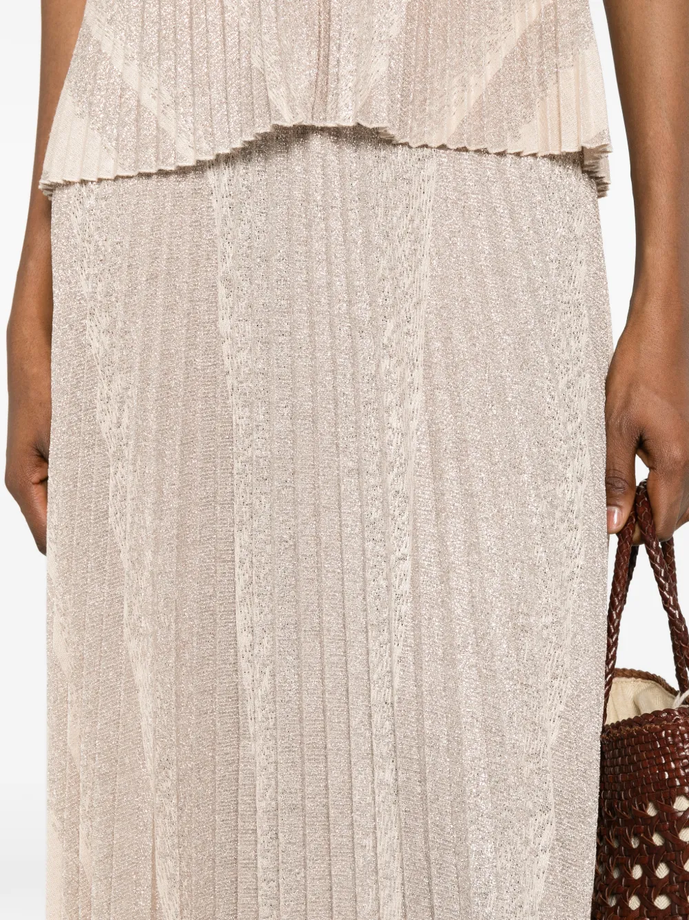 Forte Il Plissé geplooide midi-jurk Beige