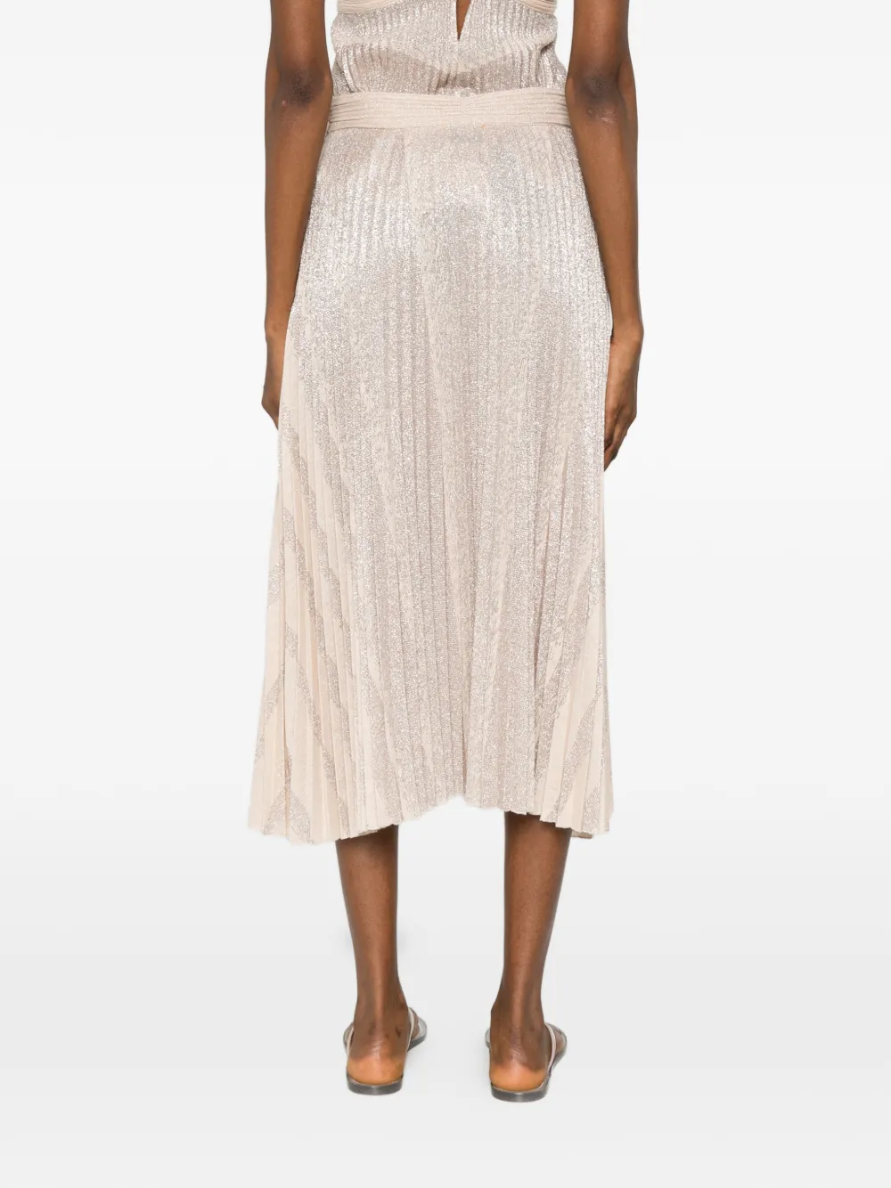 Forte Il Plissé geplooide midi-jurk Beige