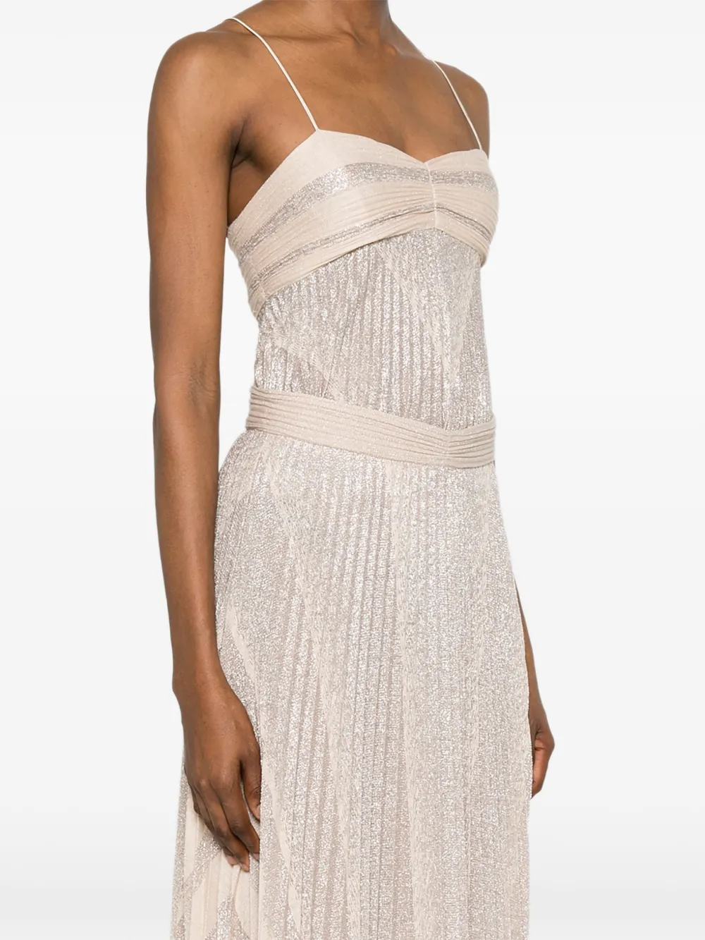 Forte Il Plissé geplooide midi-jurk Beige