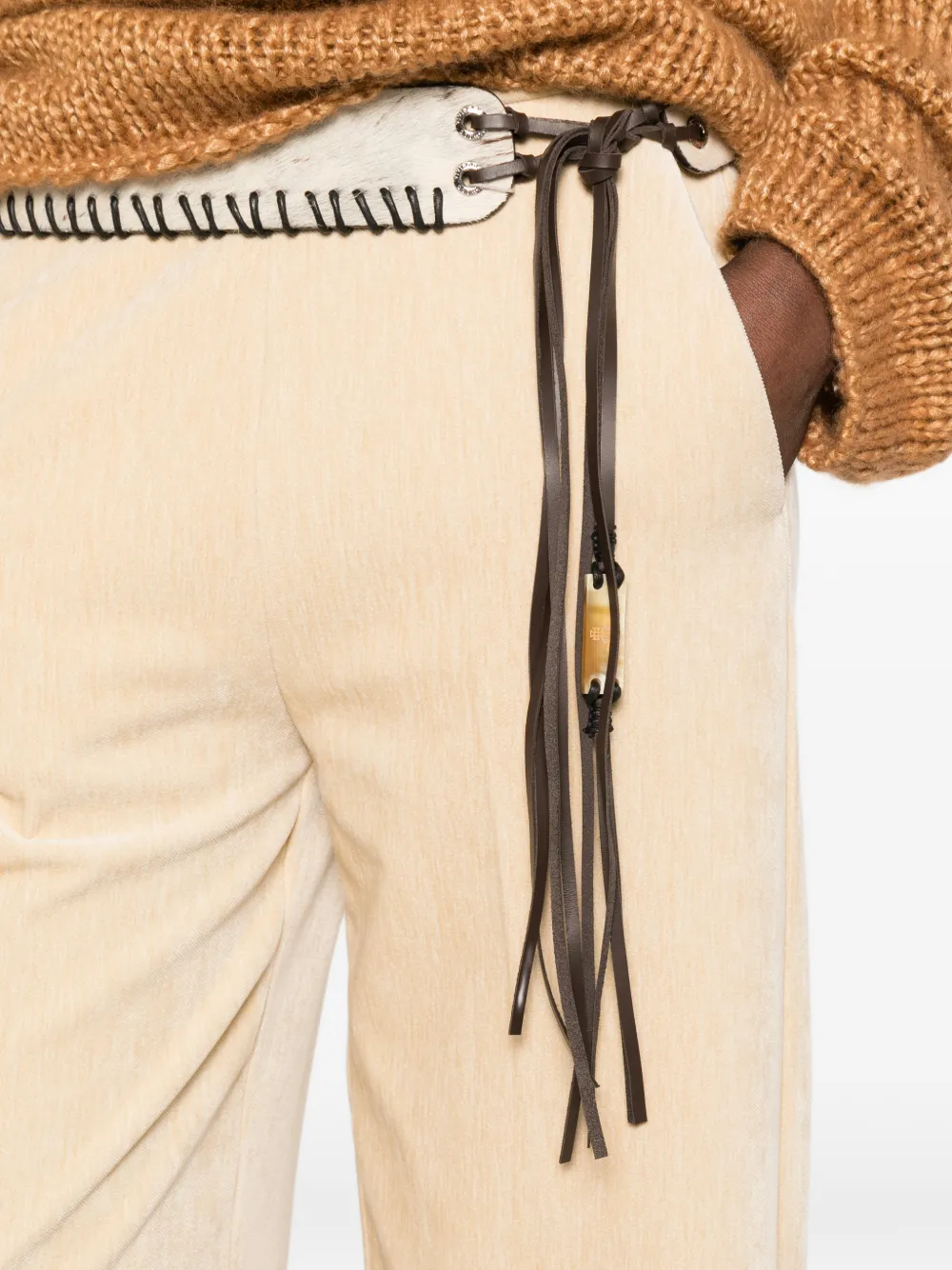 Forte Ribfluwelen broek Beige