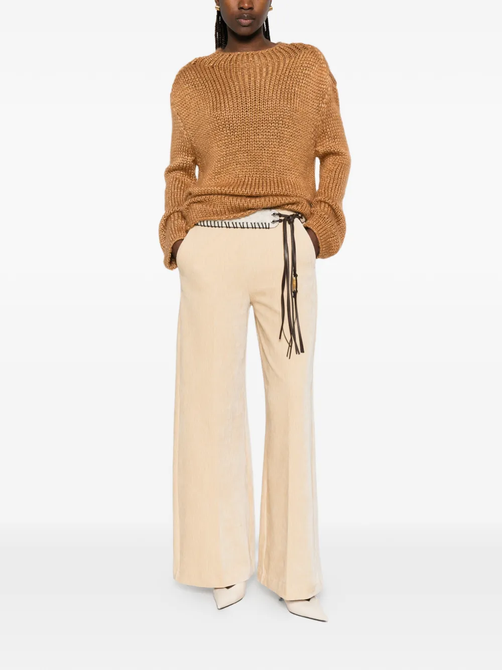 Forte Ribfluwelen broek Beige