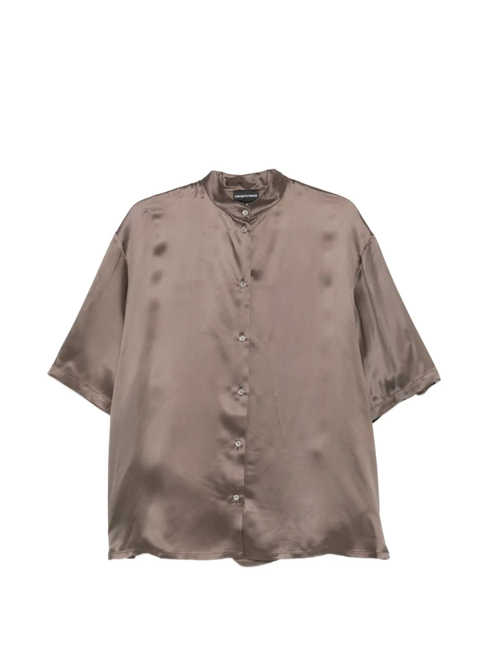 Emporio Armani short-sleeve band-collar shirt - Marrone