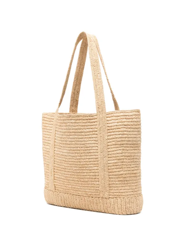 maison kitsune 幻カゴバック Maison Kitsuné logo-lettering Tote Bag | Neutrals | FARFETCH
