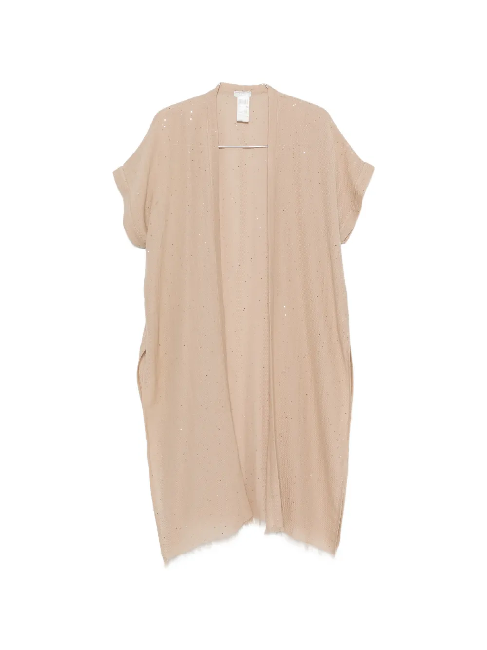 Peserico Sequin-embellished Fringed-edge Kimono In Brown