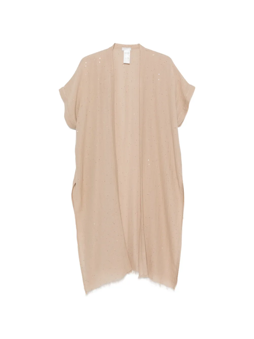 Peserico sequin-embellished fringed-edge kimono - Nude