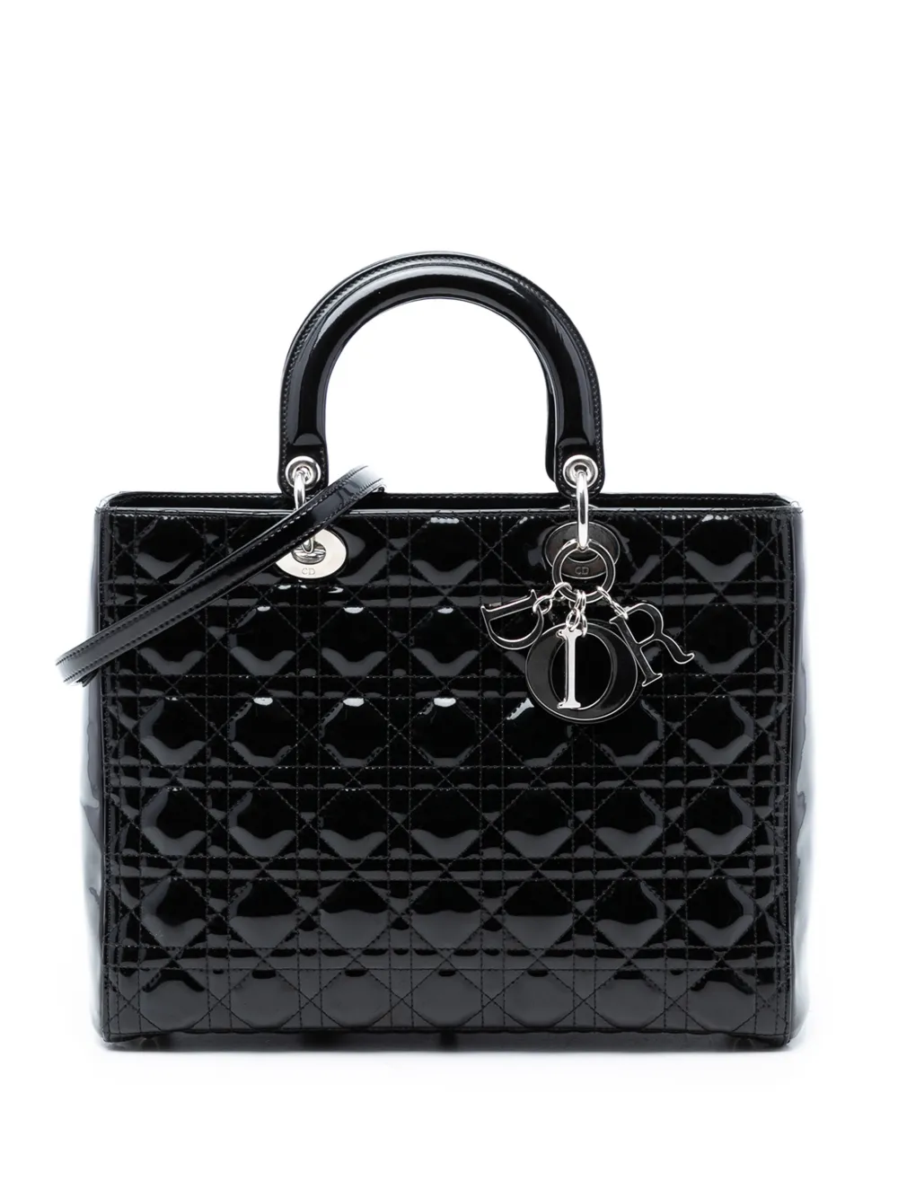 Christian Dior Pre-Owned 2011 Large Patent Cannage Lady Dior satchel - Schwarz