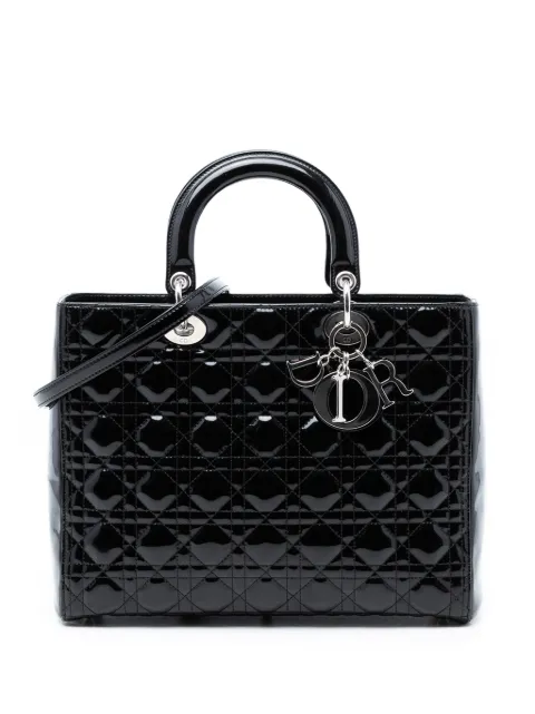 Christian Dior Pre-Owned 2011 ラージ パテント カナージュ レディ ディオール サッチェルバッグ
