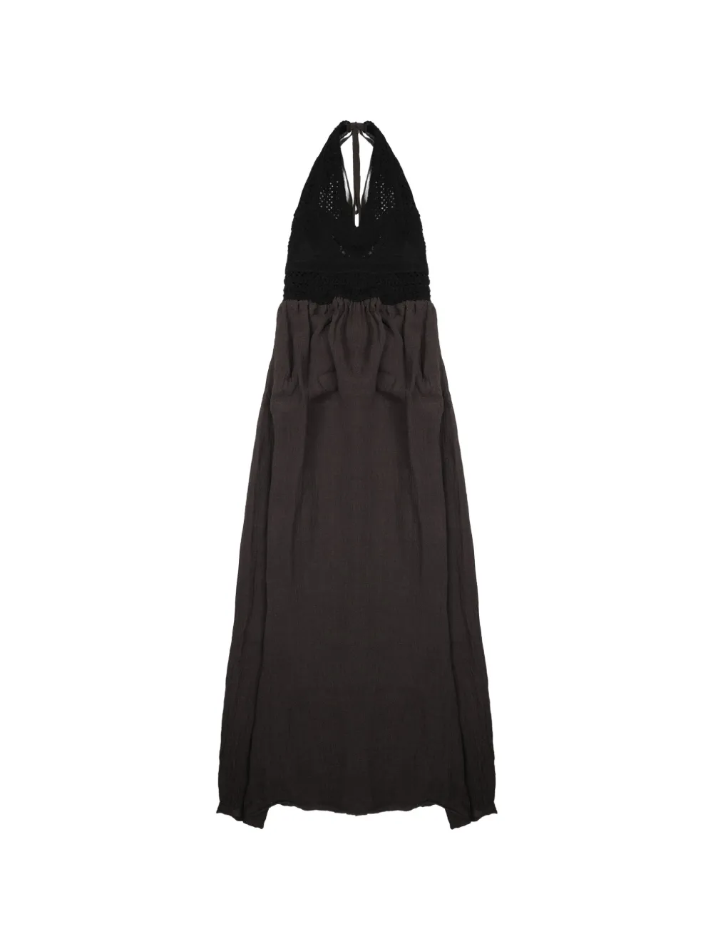 120% Lino crochet-knit halterneck maxi dress - Grigio