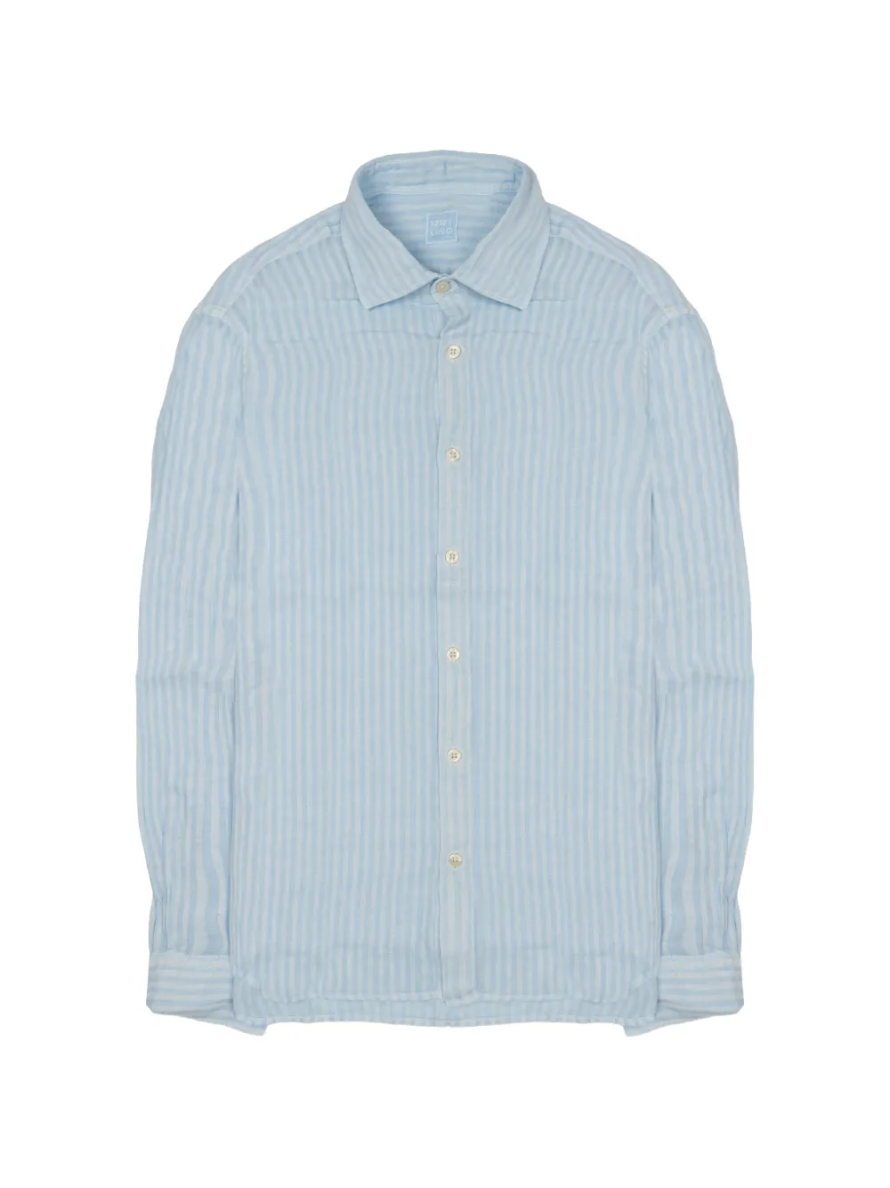120% Lino vertical-stripe linen shirt - Blu