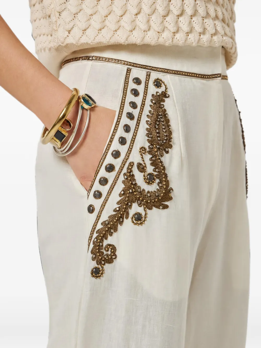SCARLETT POPPIES Broek met borduurwerk Beige