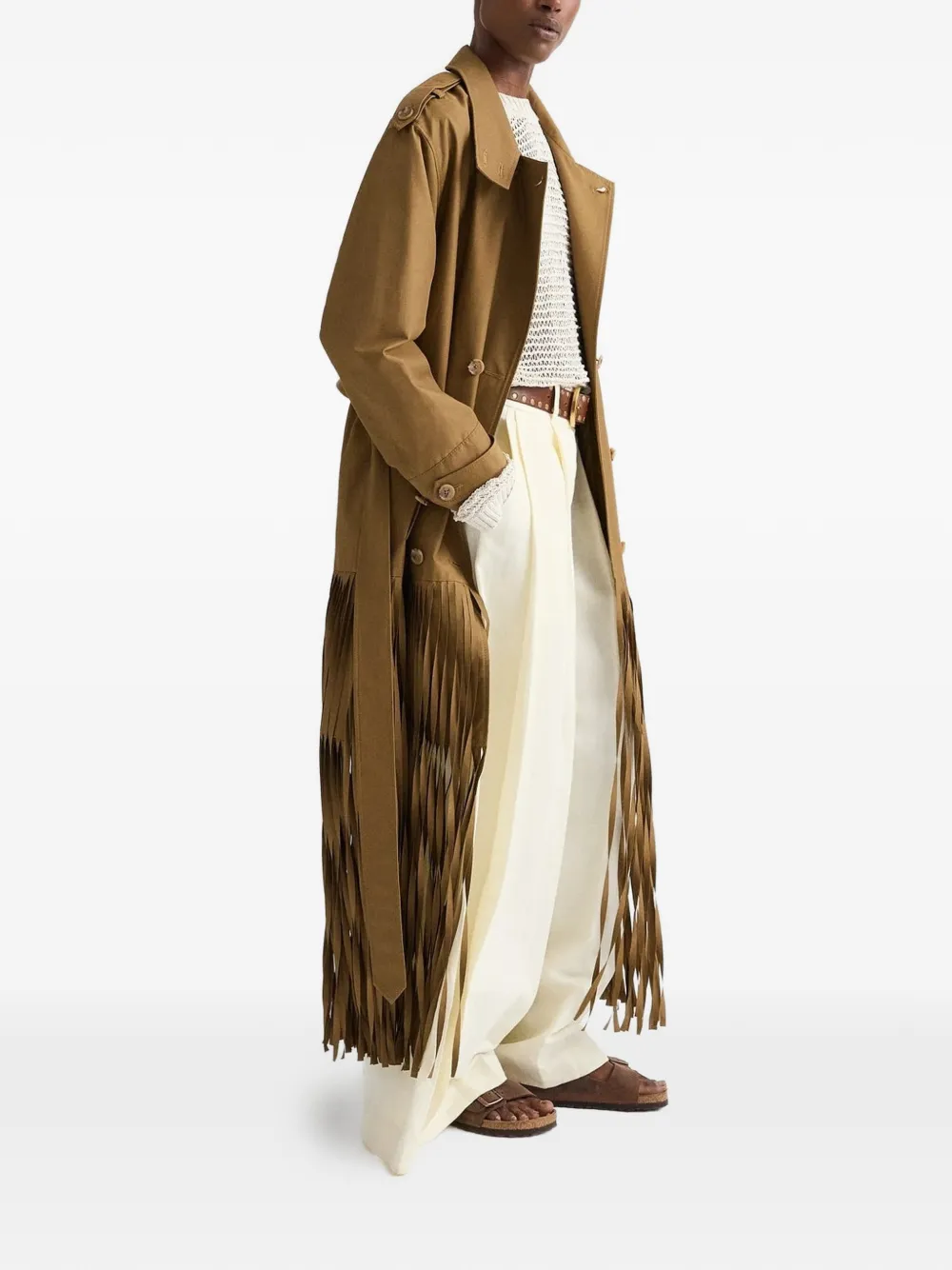 Twp Fringe Benefit Cotton Coat in Brown, view 2