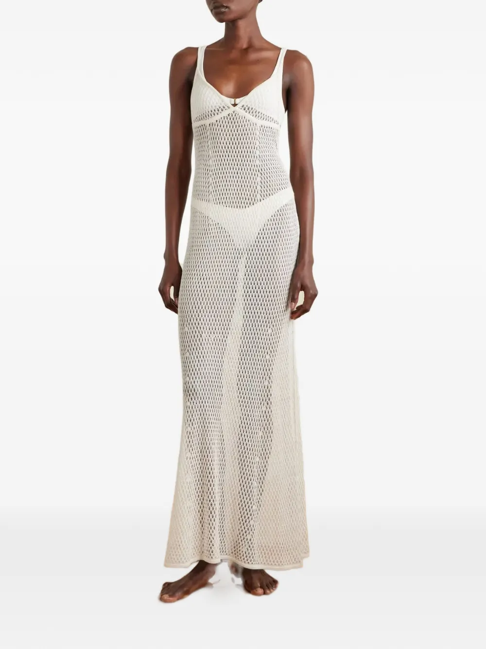 Kiki de Montparnasse Gehaakte maxi-jurk Beige