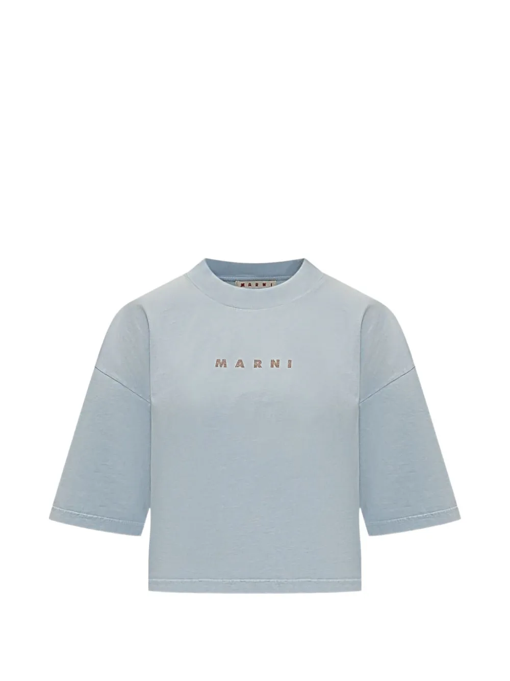 Marni logo-embroidered T-shirt - Blu