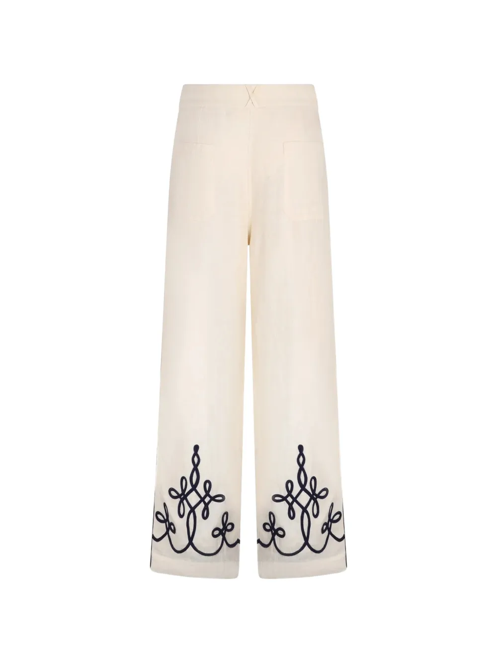 Carolina K Sam linnen broek met geborduurd detail Beige