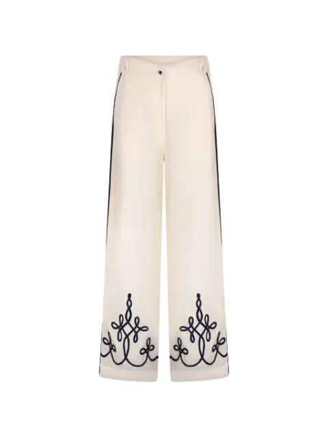 Carolina K Sam embroidery-detail linen trousers