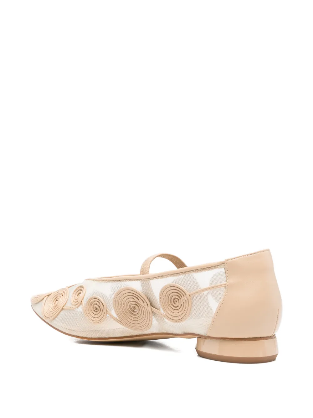 CAFèNOIR Ballerina's met geborduurde spiraal Beige