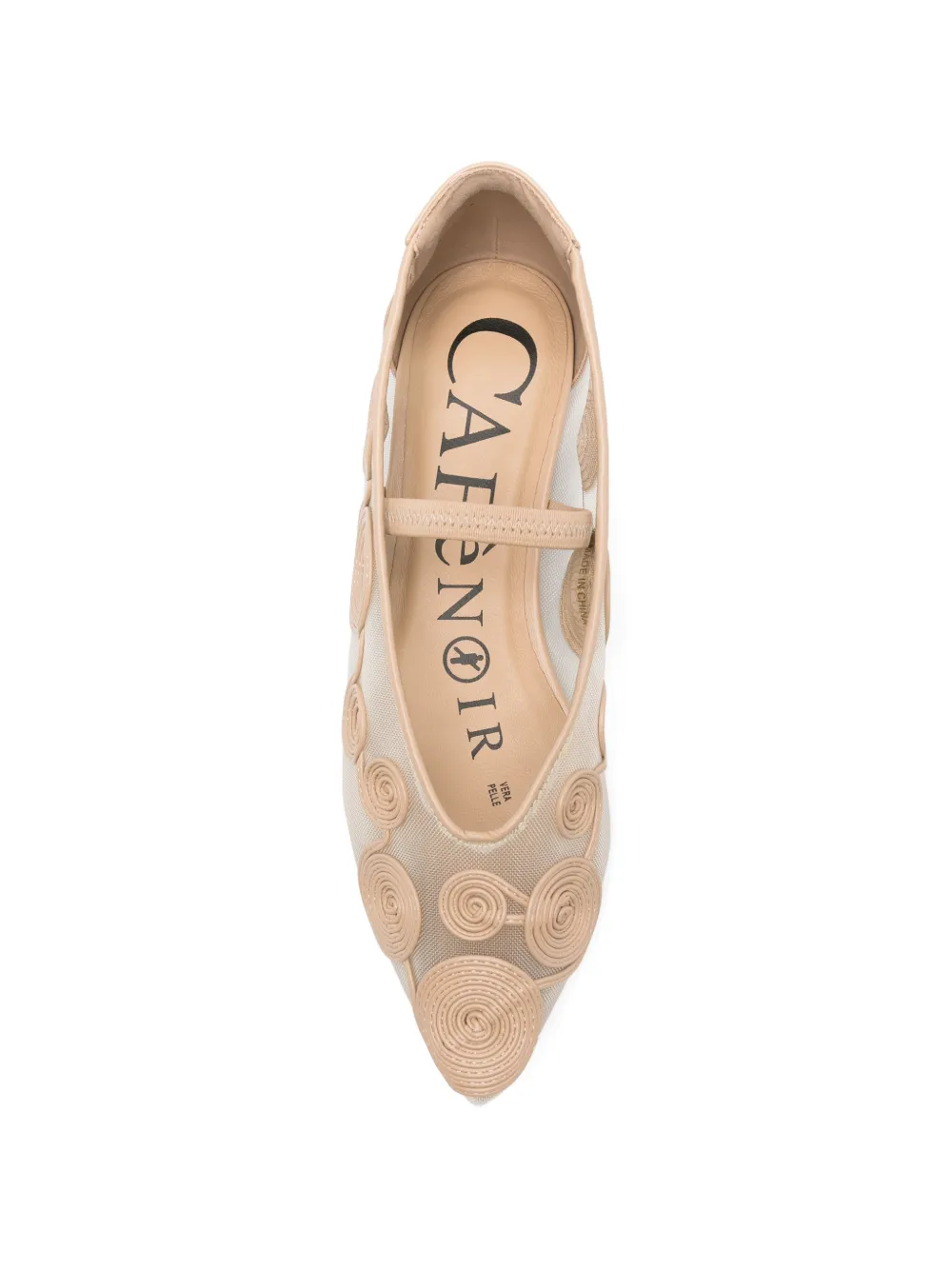 CAFèNOIR Ballerina's met geborduurde spiraal Beige