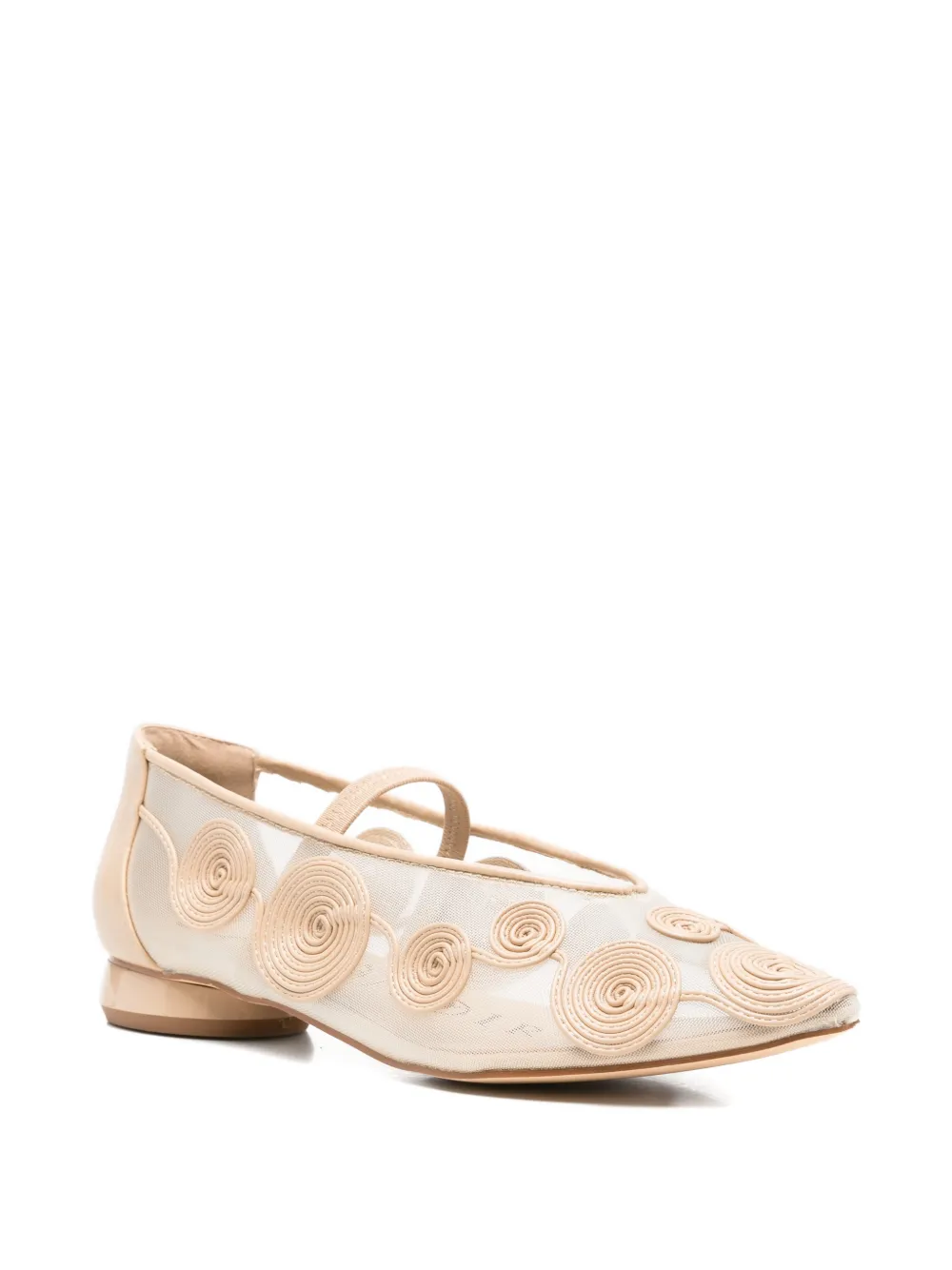 CAFèNOIR Ballerina's met geborduurde spiraal Beige