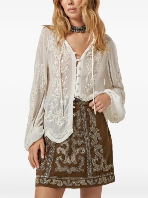 SCARLETT POPPIES — Tyrio bead-embellished mini skirt
