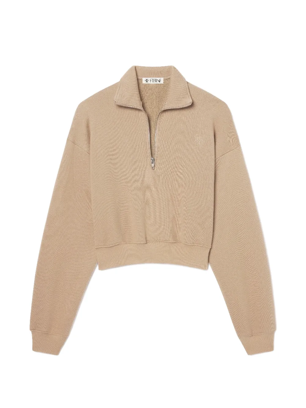 ETERNE cropped half-zip cotton polo top - Nude