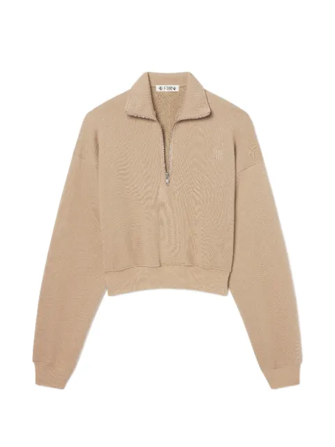 ETERNE cropped half-zip cotton polo top